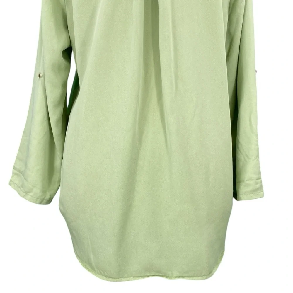 Soft Surroundings Lime Green 100% Tencel Casual Roll Sleeve Pullover Tunic Top - Picture 12 of 16